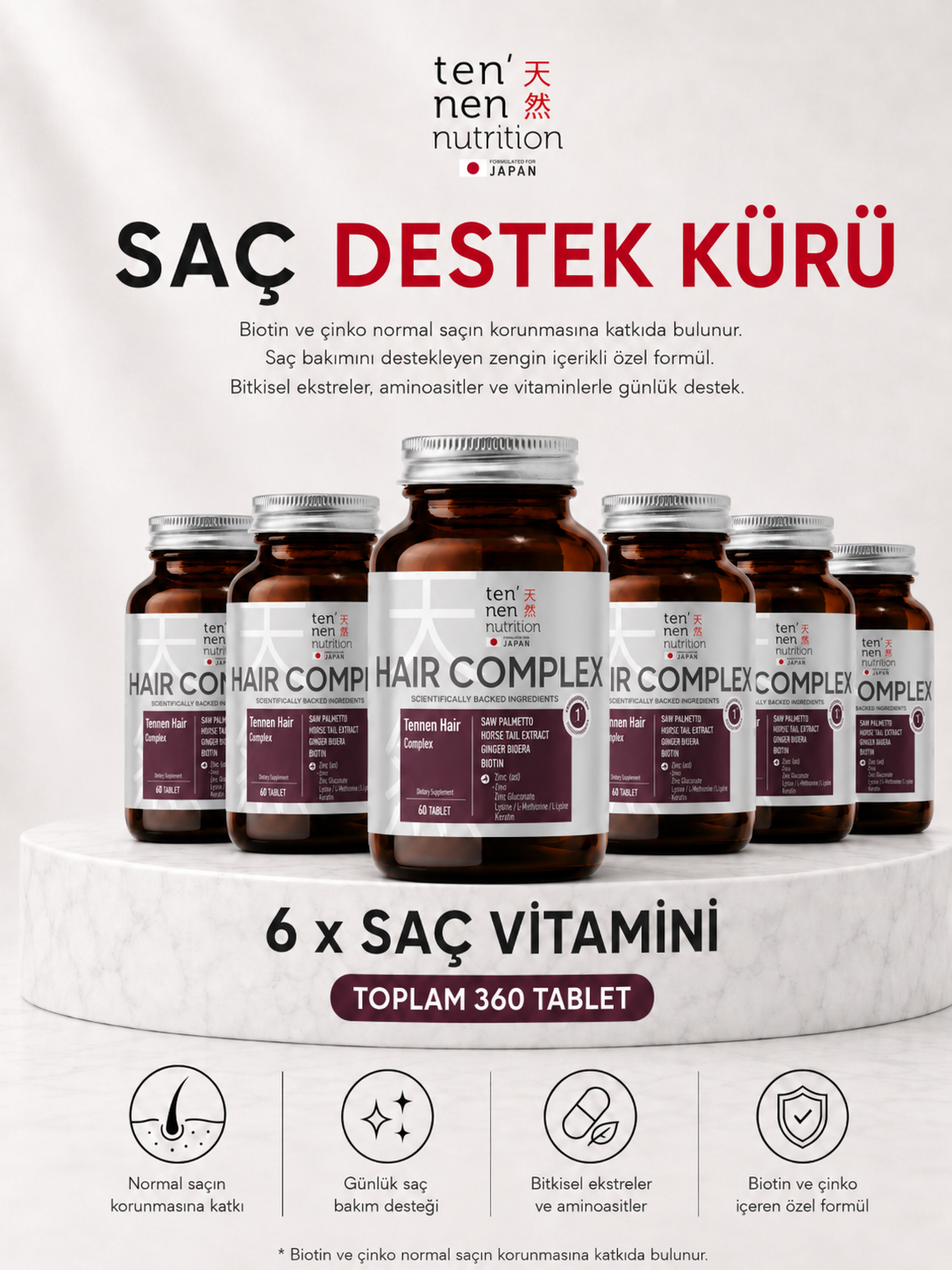 Saç Destek Kürü – 6 Aylık (6 Adet Hair Complex- Saç Vitamini) | Saç Dökülmesine ve Saç Ekimine Destek Seti