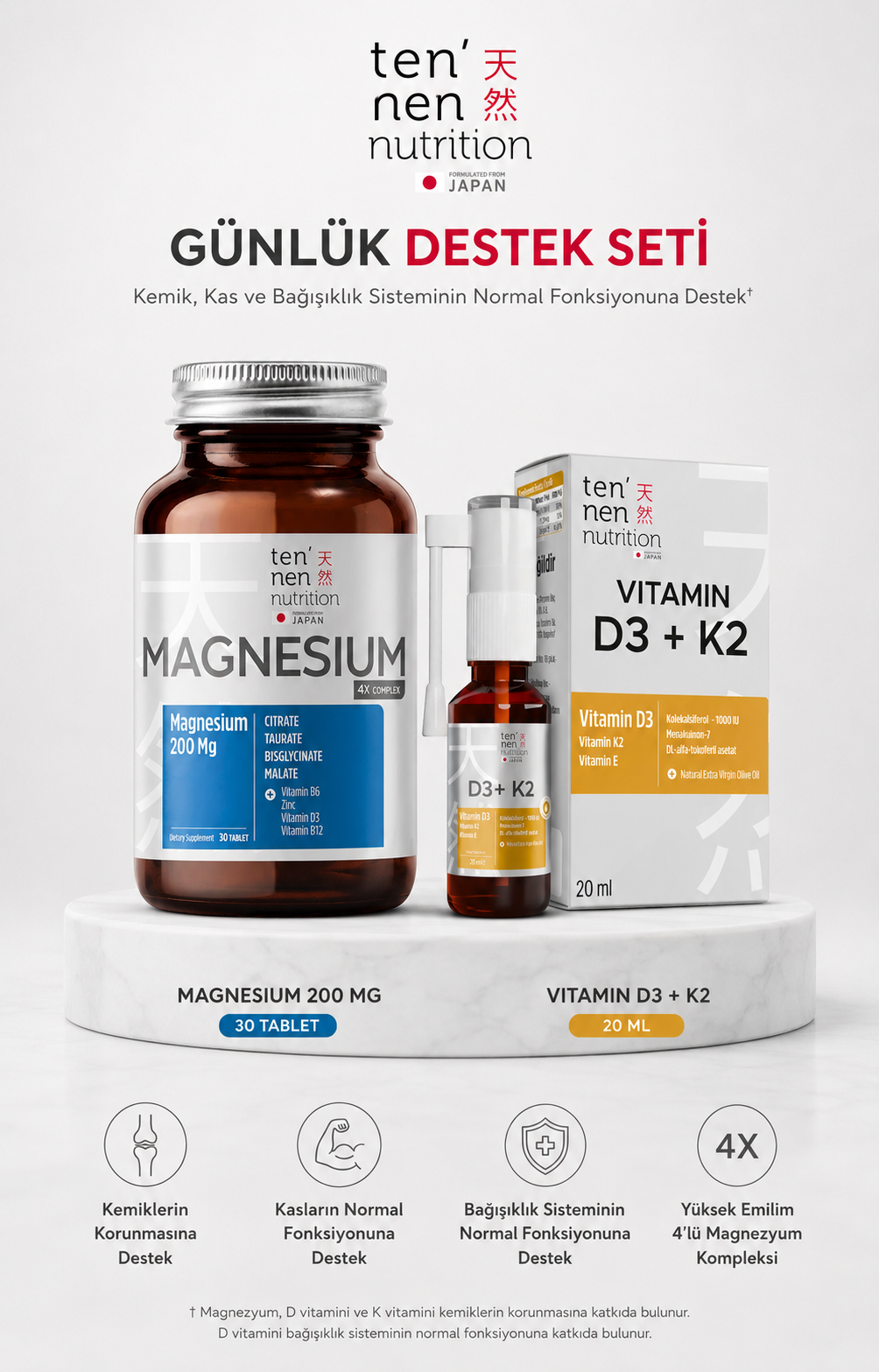 Günlük Destek Seti 1 (Magnezyum + D3K2 Vitamini)