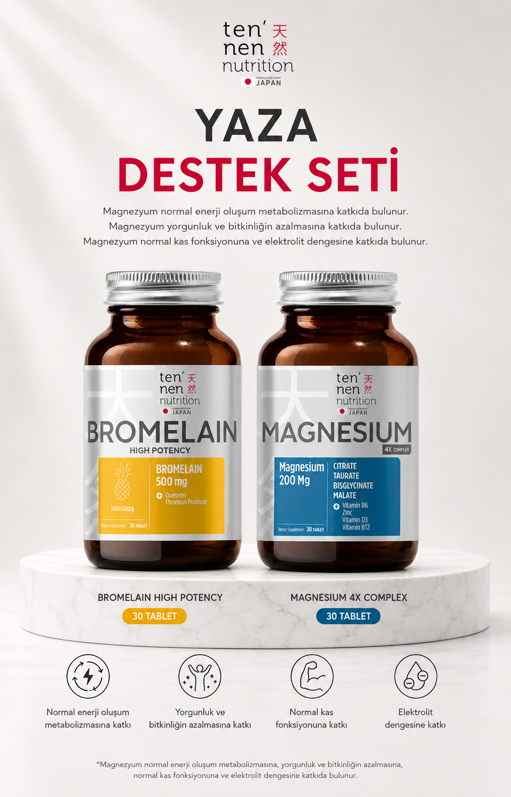 Yaza Destek Seti 1 (Bromelain + Magnezyum)