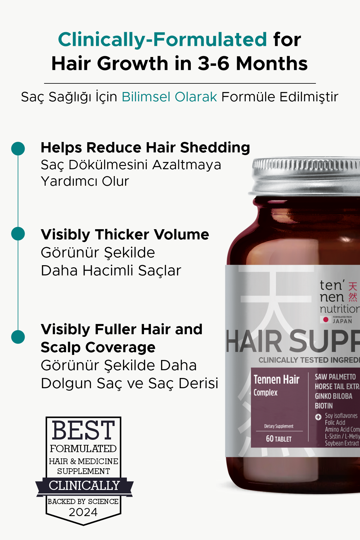 Tennen Nutrition Hair Support, Hair Growth Vitamin, Saç ve Tırnak Vitamini