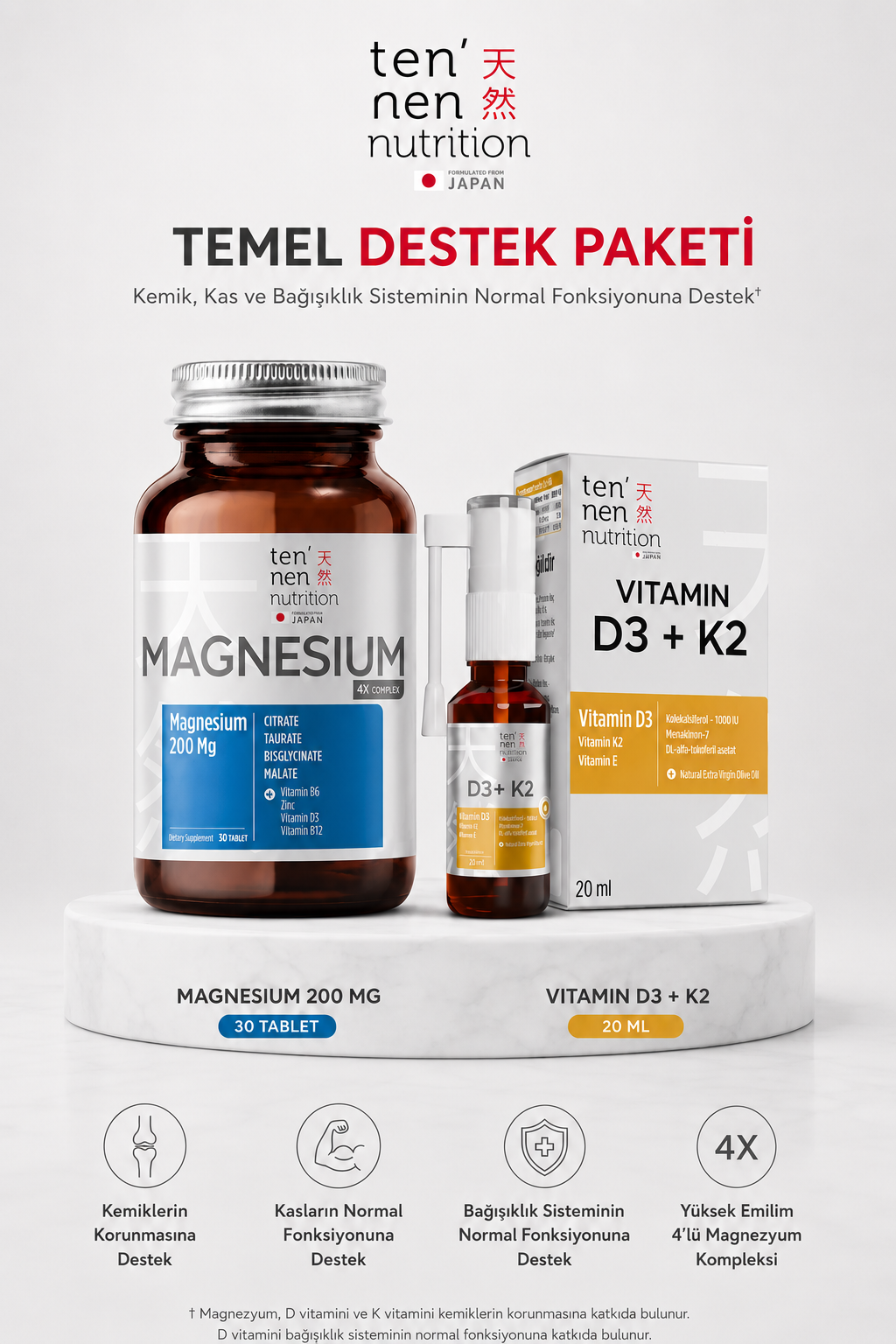 Temel Destek Paketi (Magnezyum + D3K2 Vitamini)